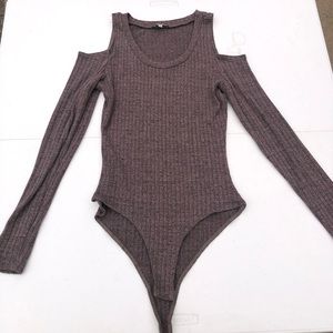 Shoulder cut-out, long sleeve bodysuit